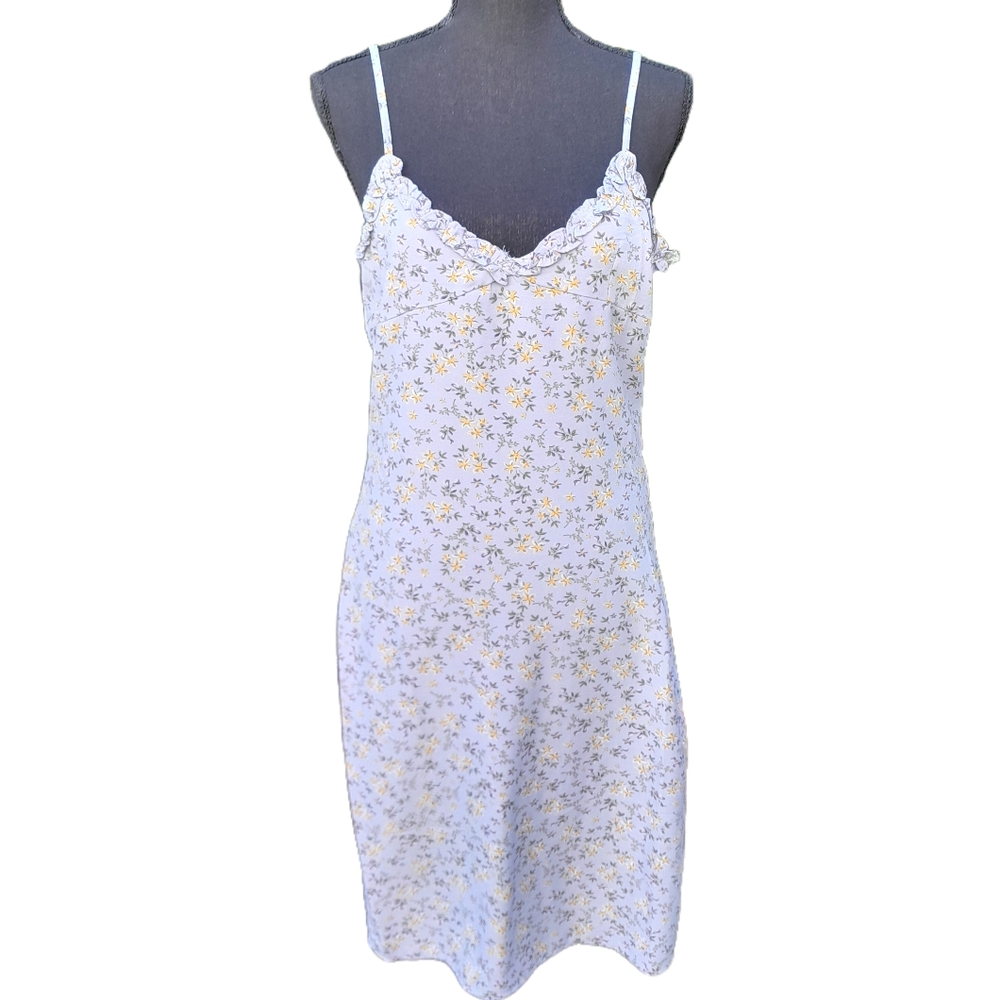 Elevator Disco Blue Floral Sleeveless Midi Dress